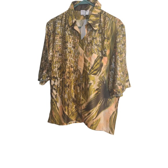 Collina Strada 100% Silk‎ Short Sleeve Button Down Shirt Blouse Size XS - Picture 1 of 4